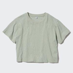 Short T-Shirt Light Gray Green Women Uniqlo